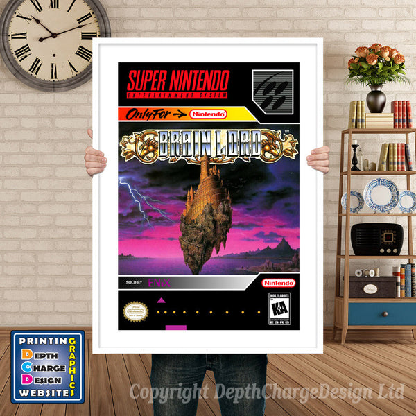 Brain Lord Super Nintendo Game Inspired Theme Retro Gaming Poster