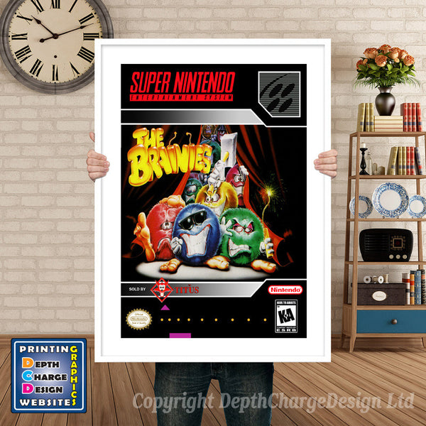 Brainies Super Nintendo Game Inspired Theme Retro Gaming Poster