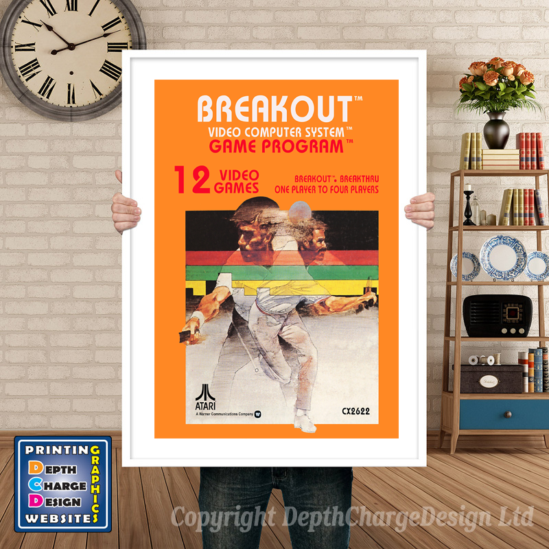 Breakout - Atari 2600 Inspired Retro Gaming Poster A4 A3 A2 Or A1