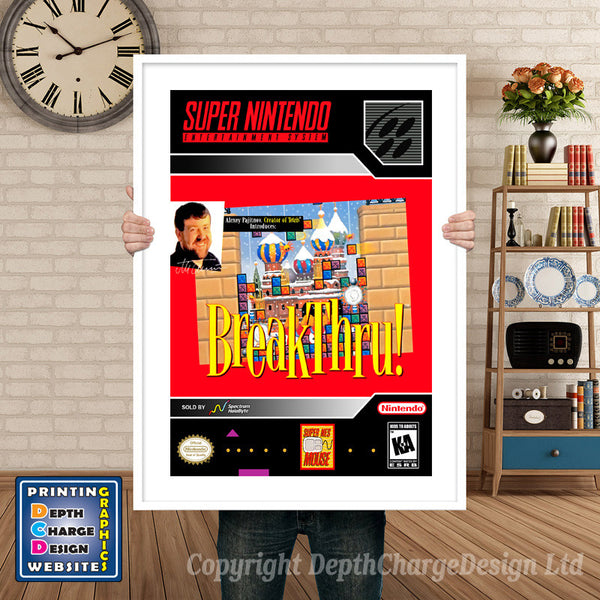 Breakthrough Super Nintendo Game Inspired Theme Retro Gaming Poster