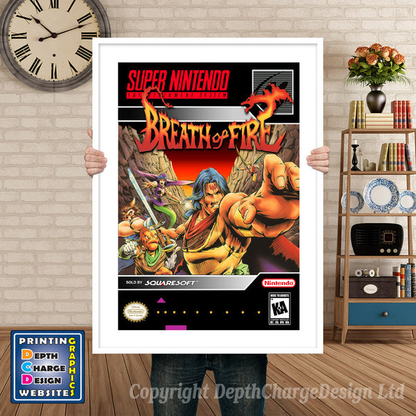 Breath of Fire Super Nintendo Game Inspired Theme Retro Gaming Poster