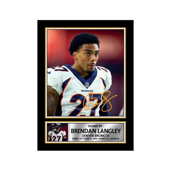 Brendan Langley American Football Printed Signature Print