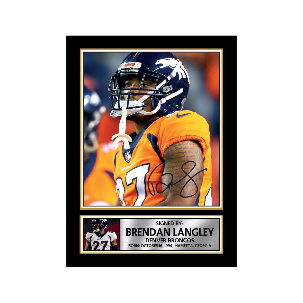 Brendan Langley 2 American Football Printed Signature Print – A1 Print Only