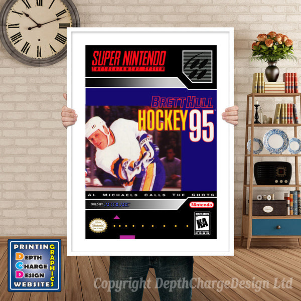 Brett Hull Hockey 95 Super Nintendo Game Inspired Theme Retro Gaming Poster