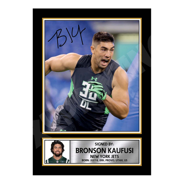Bronson Kaufusi 1 American Football Printed Signature Print – Reproduction Print