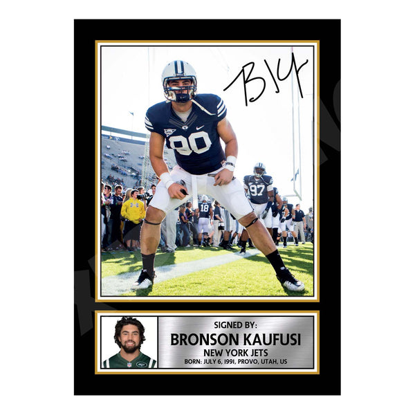 Bronson Kaufusi 2 American Football Printed Signature Print – Reproduction Print