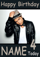 Bruno Mars Personalised Music Style Kids Adult FUNNY Birthday Card