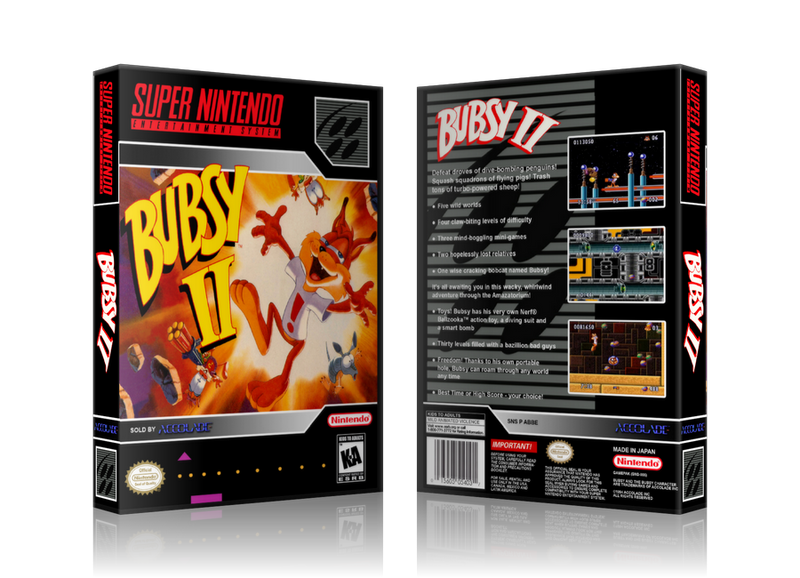 Bubsy II Replacement Nintendo SNES Game Case Or Cover