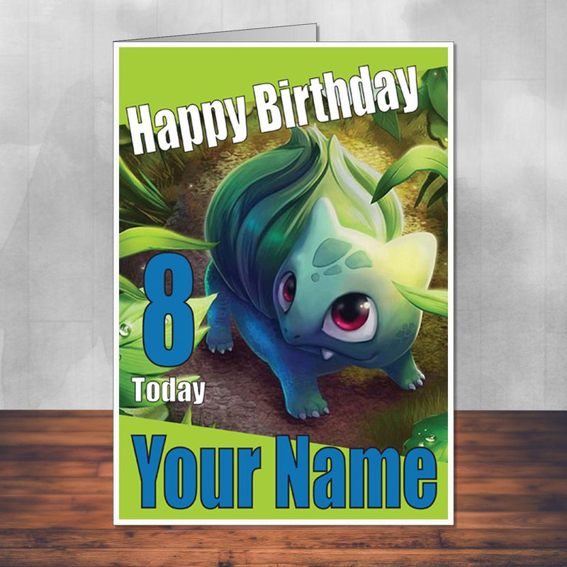 Bulbasaur Baby Pokemon Go THEME INSPIRED Kids Adult Personalised Birthday Card Birthday Card
