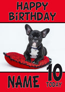 Bulldog Puppy DOGS AND Funny Puppy Kids Adult Personalised Birthday Card