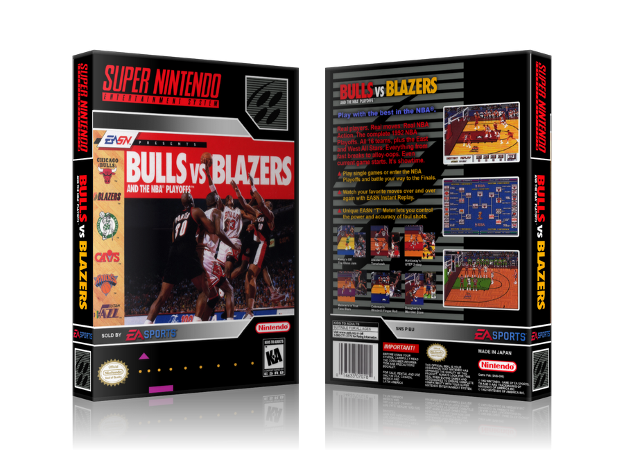Bulls Vs Blazers Replacement Nintendo SNES Game Case Or Cover – SNES Replacement Game case product image 1