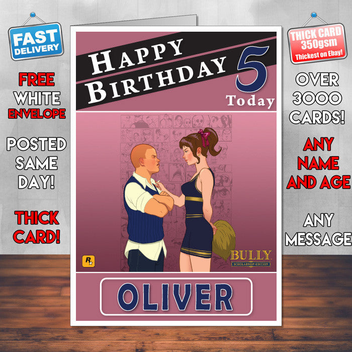 Personalised Bully Scholarship Inspired Style Game Kids Inspired Birthday Card (SA)