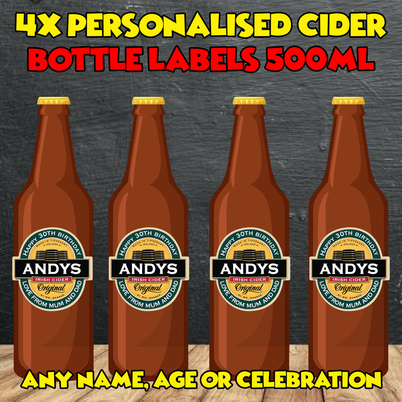 PERSONALISED Bulmers Irish Cider Bottle Label - custom name bottle lables