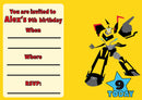 10 X Personalised Printed Transformers Bumblebee INSPIRED STYLE Invites