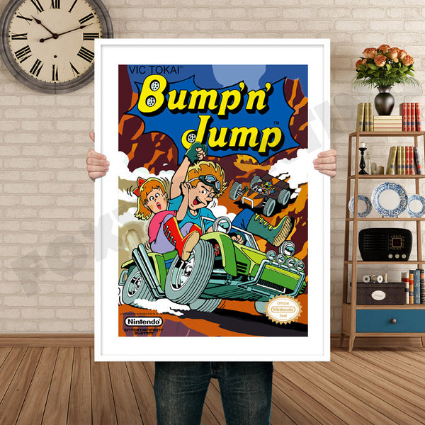 Bump N Jump Retro Game Inspired Theme Nintendo NES Gaming