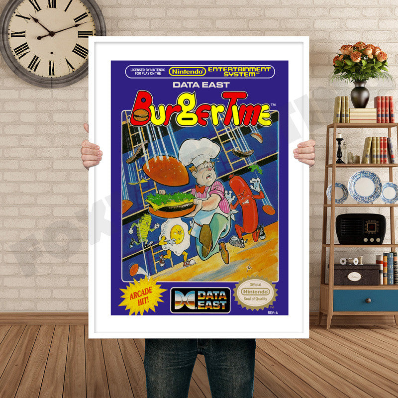 Burger Time Retro GAME INSPIRED THEME Nintendo NES Gaming A4 A3 A2 Or A1 Poster Art 156