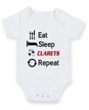 Burnley Eat Sleep Repeat Football Fan Baby Grow Bodysuit