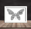 Personalised Butterfly 2 Word Art Poster Print