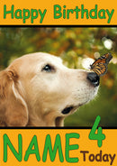 Butterfly On Lab's Nose Funny Kids Adult Personalised Birthday Card Gift Present