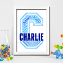 Personalised Name Word Art Poster Print Blue Letter C