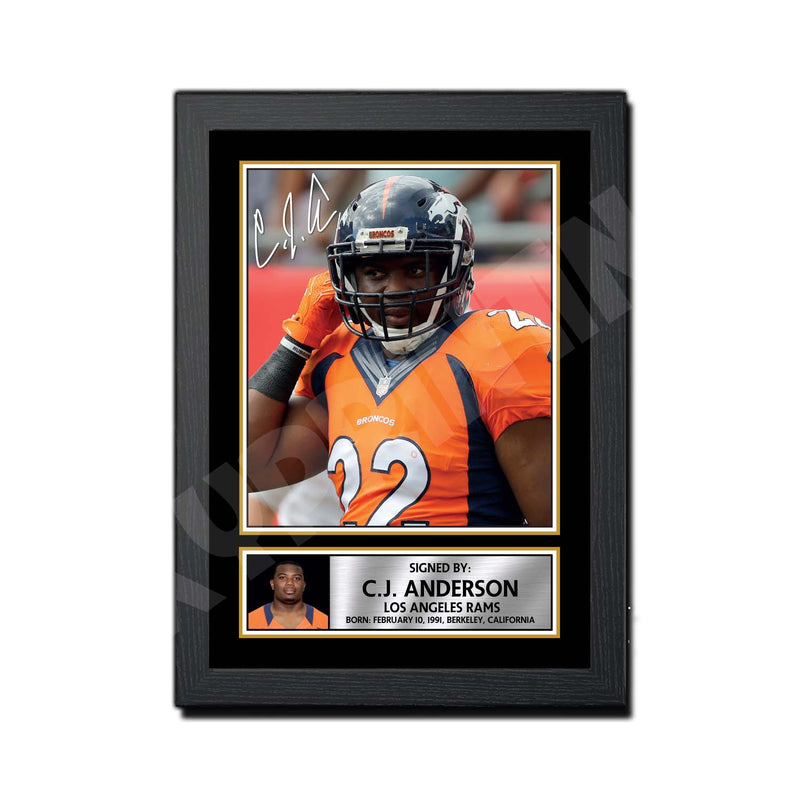 C.J. Anderson 2 Limited Edition Football Signed Print - American Footballer