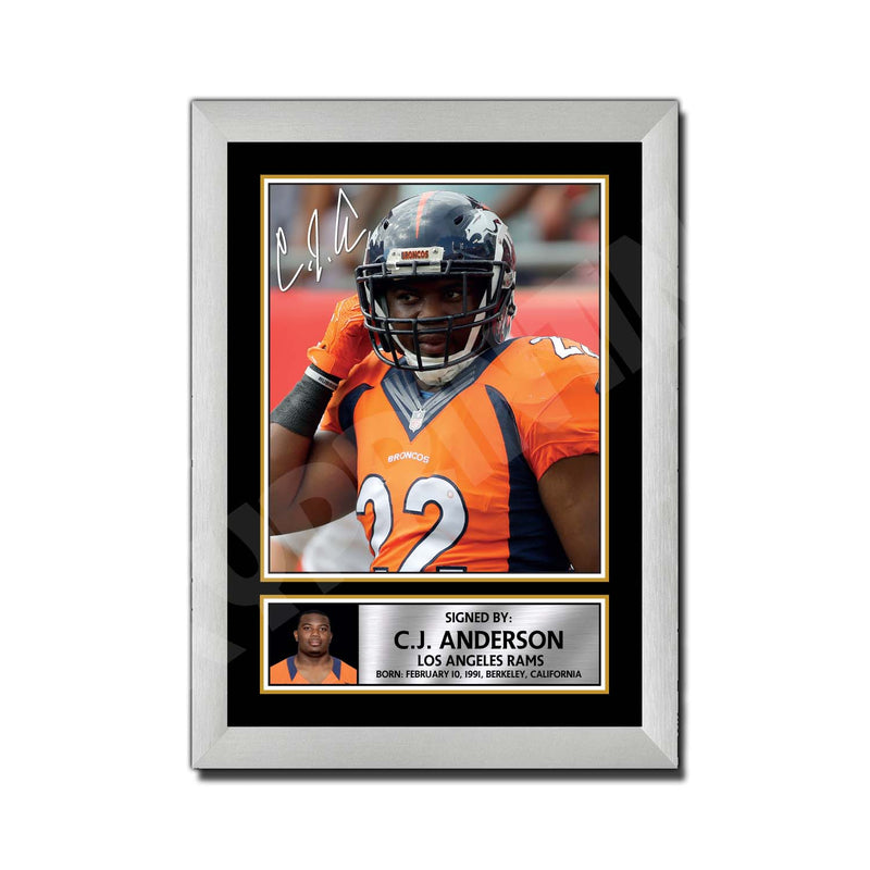 C.J. Anderson 2 Limited Edition Football Signed Print - American Footballer