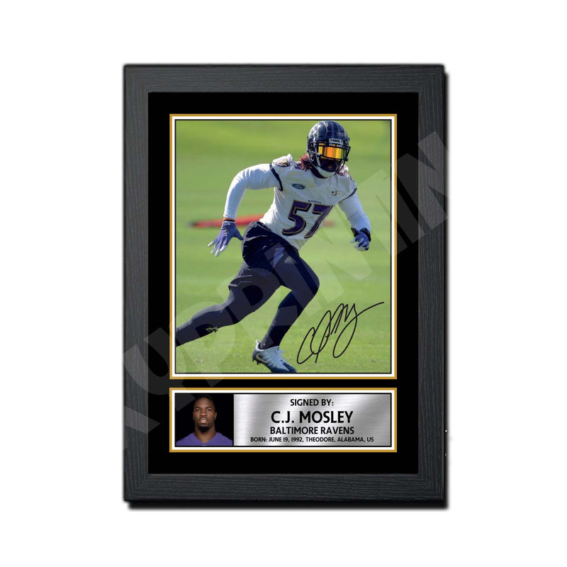 C.J. Mosley 2 Limited Edition Football Signed Print - American Footballer