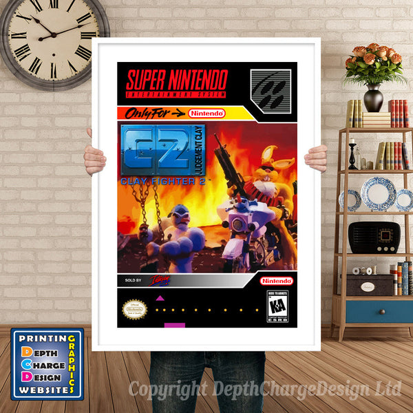 C2 Judgement Clay Super Nintendo Game Inspired Theme Retro Gaming Poster
