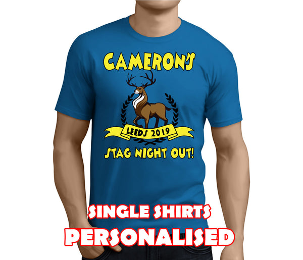 Stag Crest Colour Custom Stag T-Shirt - Any Name - Party Tee