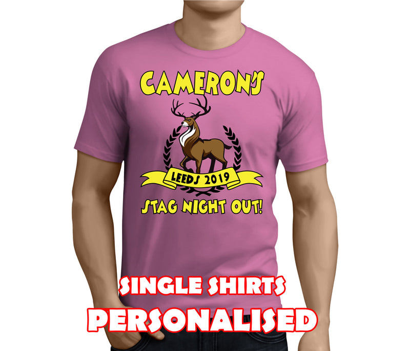 Stag Crest Colour Custom Stag T-Shirt - Any Name - Party Tee
