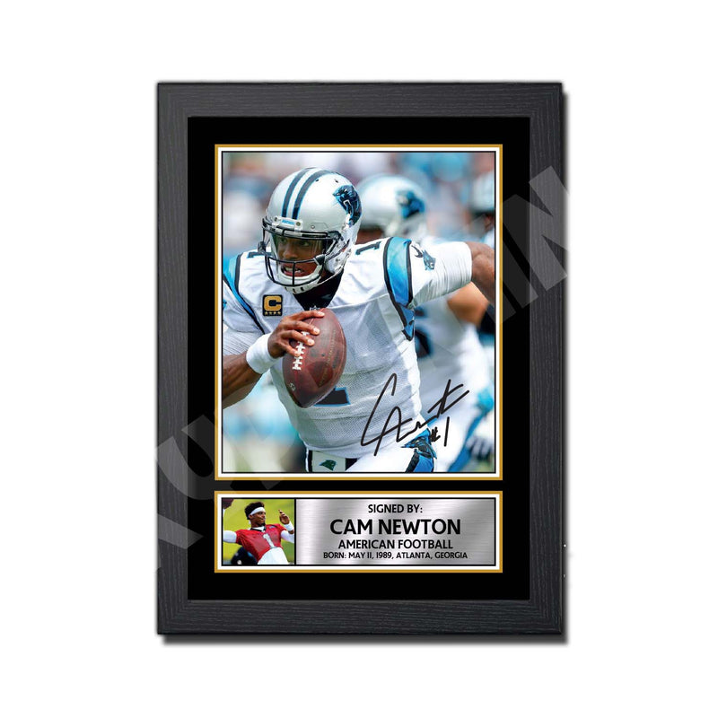 CAM NEWTON 2 - 1 Limited Edition Football Signed Print - American Footballer