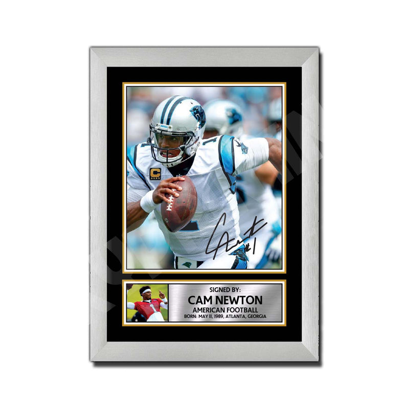 CAM NEWTON 2 - 1 Limited Edition Football Signed Print - American Footballer