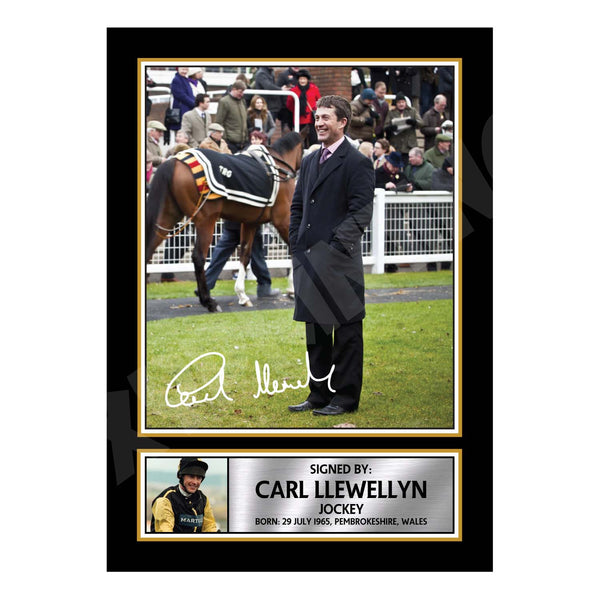 CARL LLEWELLYN Horse Racer Printed Signature Print – Horse Racing