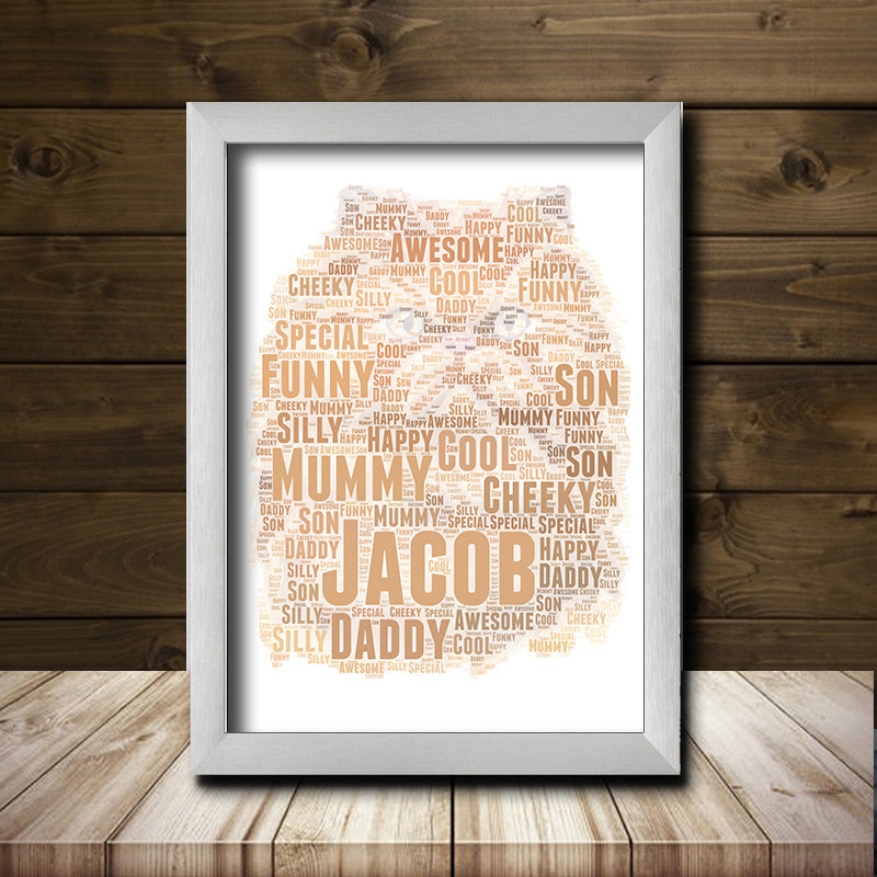 Personalised Cat 3 Word Art Poster Print