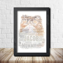 Personalised Cat 4 Word Art Poster Print