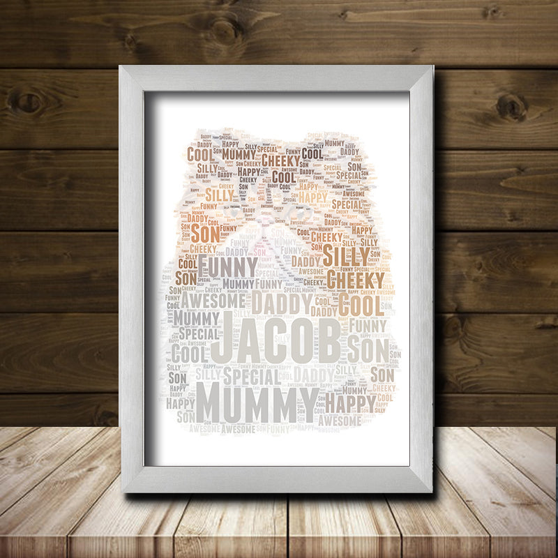 Personalised Cat 4 Word Art Poster Print