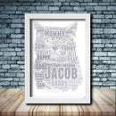 Personalised Cat 5 Word Art Poster Print