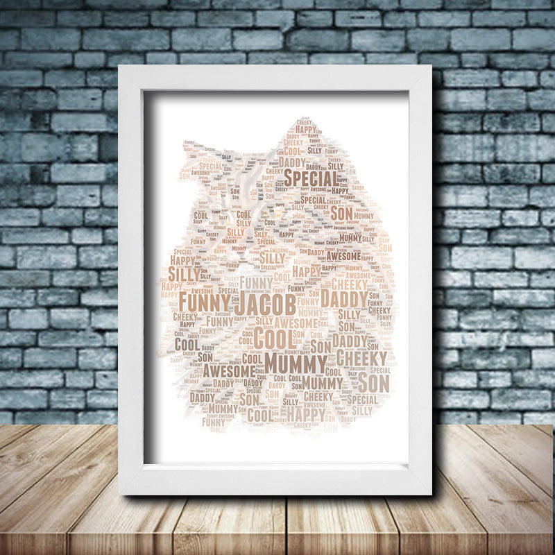 Personalised Cat 7 Word Art Poster Print
