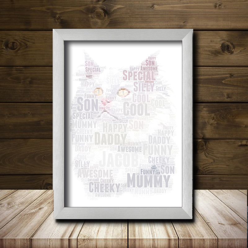 Personalised Cat 9 Word Art Poster Print