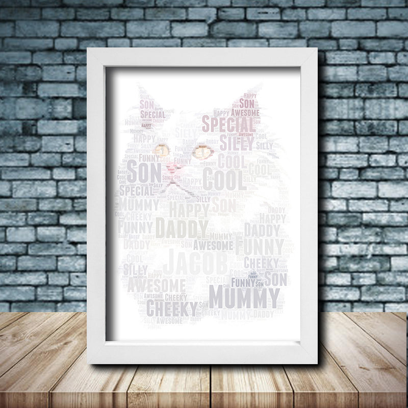 Personalised Cat 9 Word Art Poster Print