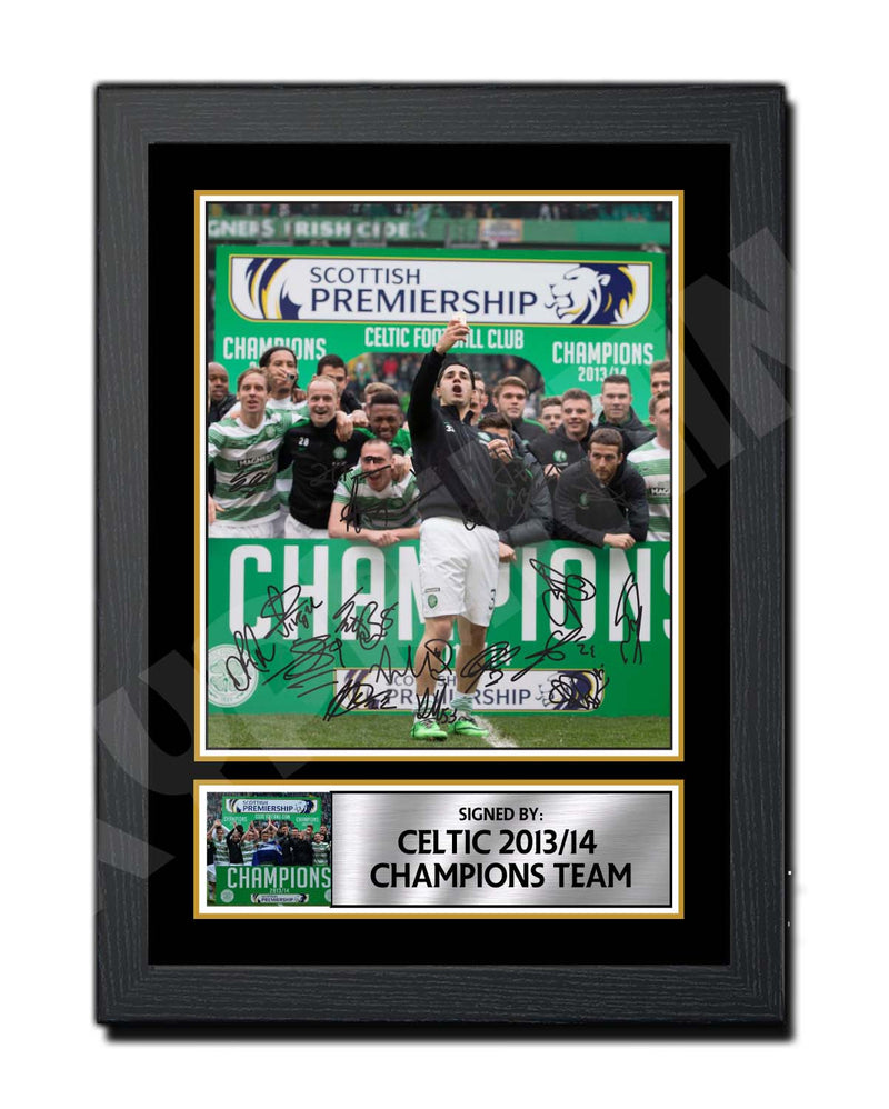 CELTIC 2013 14 CHAMPIONS TEAM Limited Edition Football Player Signed Print - Football