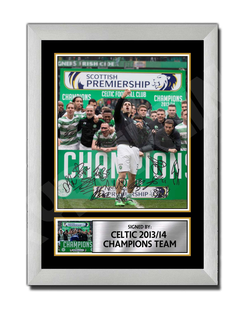 CELTIC 2013 14 CHAMPIONS TEAM Limited Edition Football Player Signed Print - Football