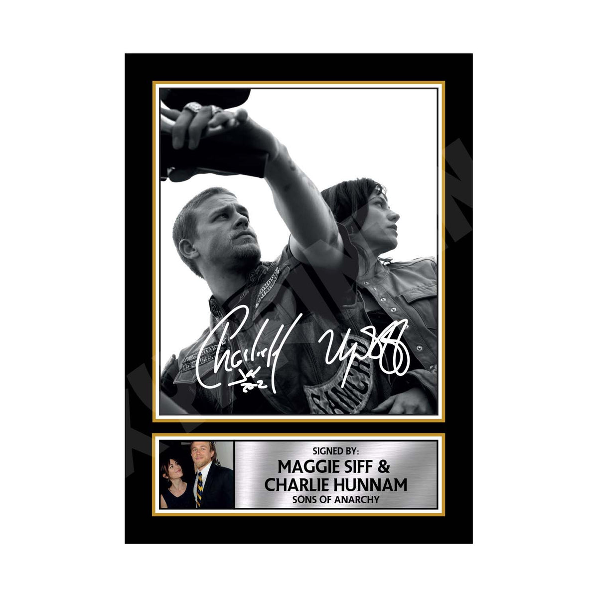 CHARLIE HUNNAM + MAGGIE SIFF 2 Tv Show Printed Signature Print – Charlie Hunnam + Maggie Siff 2 Tv Show Printed Signature Print – A1 Print Only