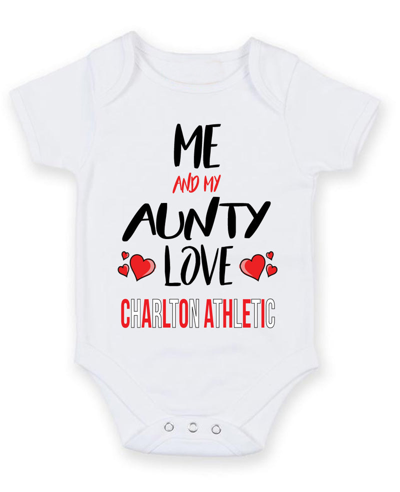 Me and My Aunty Love CHARLTON ATHLETIC Personalised FOOTBALL TEAM Baby Grow