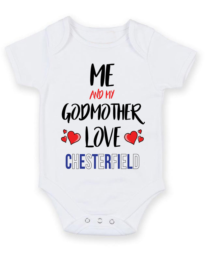 Me and My Godmother Love CHESTERFIELD Personalised FOOTBALL TEAM Baby Grow