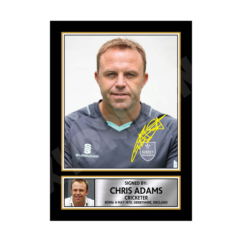 CHRIS ADAMS Limited Edition Cricketer Signed Print - Cricket Player