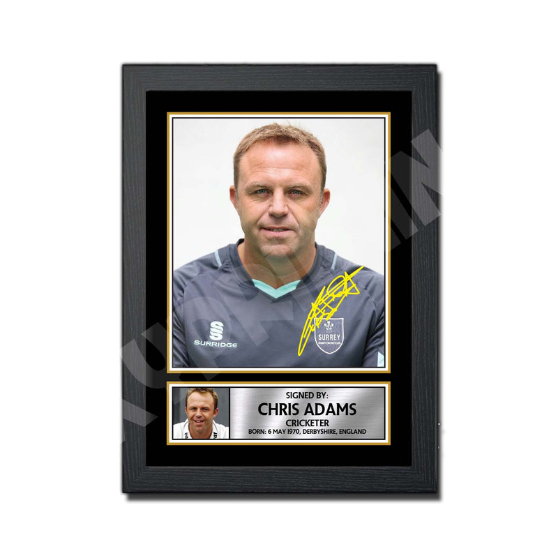 CHRIS ADAMS Limited Edition Cricketer Signed Print - Cricket Player