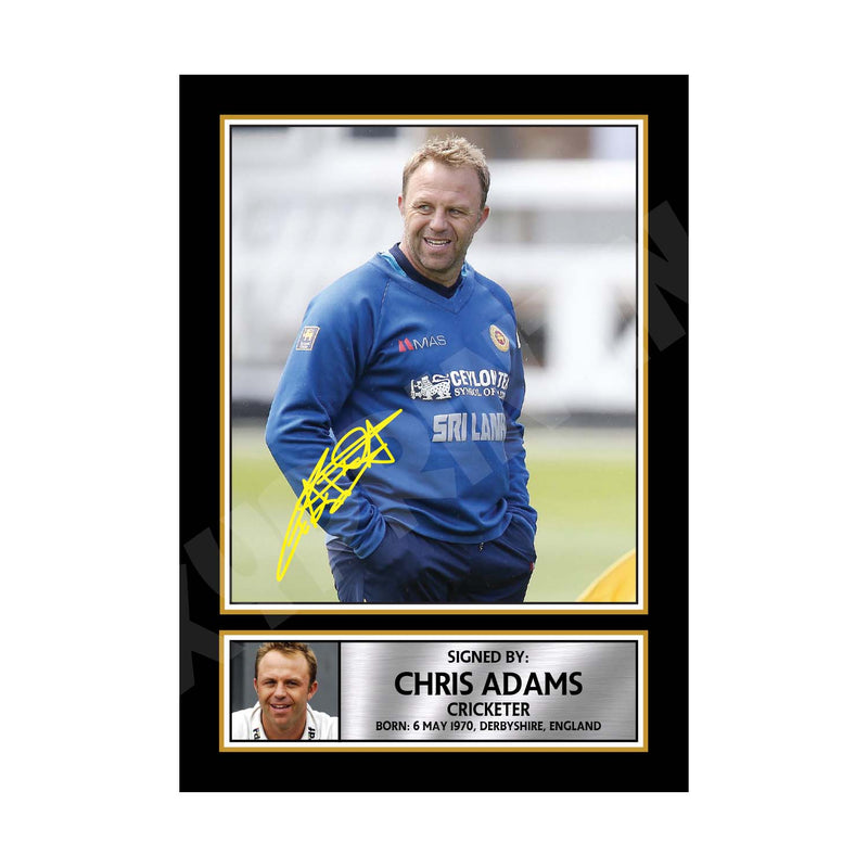 CHRIS ADAMS 2 Limited Edition Cricketer Signed Print - Cricket Player