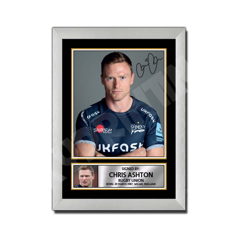 CHRIS ASHTON 1 Limited Edition Rugby Player Signed Print - Rugby