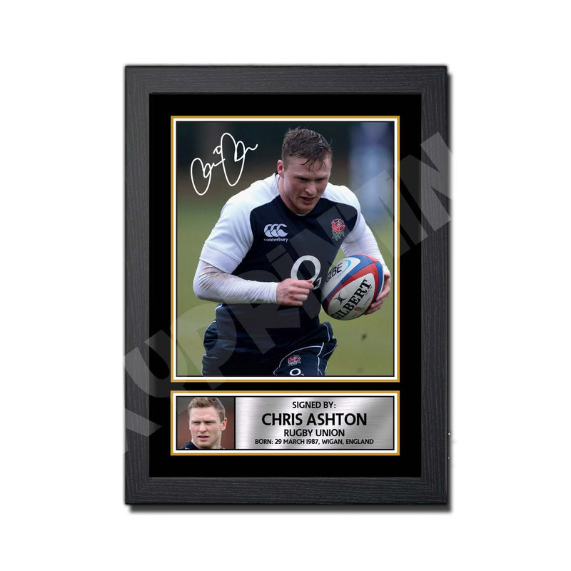 CHRIS ASHTON 2 Limited Edition Rugby Player Signed Print - Rugby